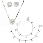Thumbnail for AanyaCentric Gold-plated Mangalsutra Pendant Earring Set & Silver Plated Anklet - Distacart
