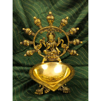 Thumbnail for Spillbox Gold-Toned Brass Gajalakshmi Diya Pooja Essential - Distacart