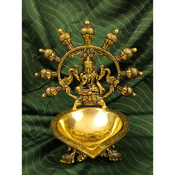 Spillbox Gold-Toned Brass Gajalakshmi Diya Pooja Essential - Distacart