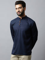Thumbnail for Even Apparels Navy blue Color Pure Cotton Men's Kurta With Side Placket (CHK082) - Distacart