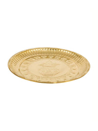 Thumbnail for Spillbox Gold-Toned Brass Kumbham Embossed Round Thali Pooja Essential - Distacart