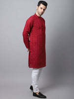 Thumbnail for Even Apparels Maroon Pure Cotton Men's Kurta With Band Collar - Distacart