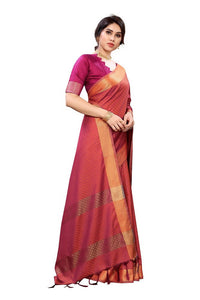 Thumbnail for Vamika Banarasi Jacquard Weaving Orange Saree