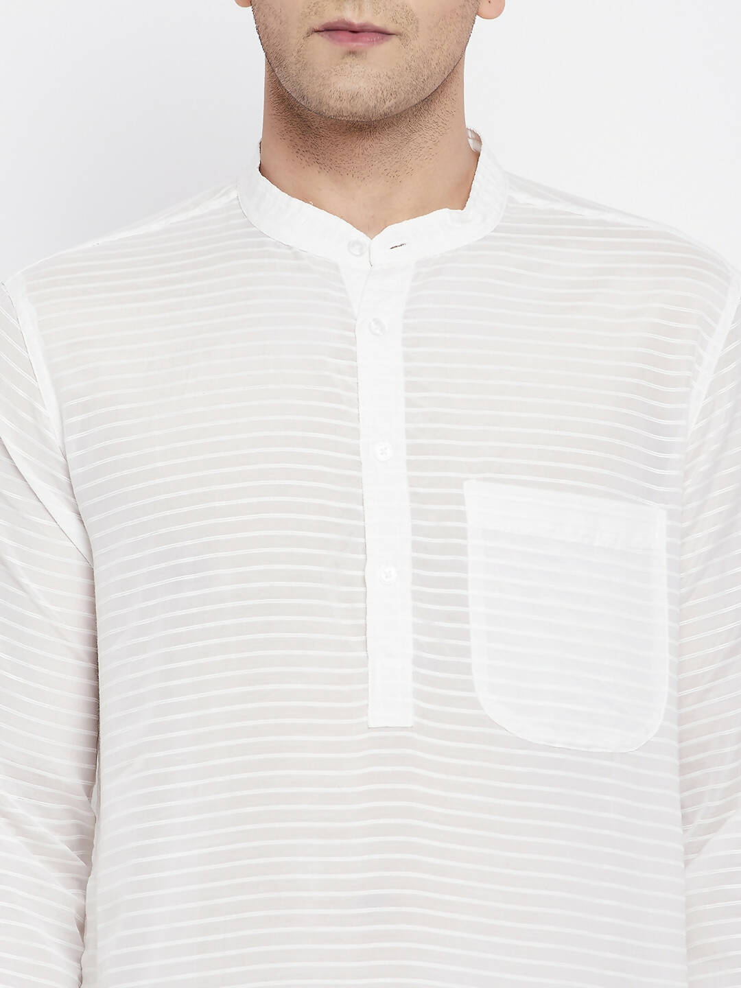 Even Apparels Pure Cotton Men's Kurta With Band Collar in White Color - Distacart