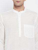 Thumbnail for Even Apparels Pure Cotton Men's Kurta With Band Collar in White Color - Distacart