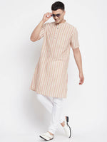Thumbnail for Even Apparels Yellow Pure Cotton Men's H/S Kurta With Band Collar - Distacart