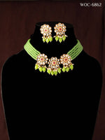 Thumbnail for Mominos Fashion Johar Kamal Women's Pista Beads Pearls Gold-Plated Jewellery Set