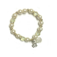 Thumbnail for Tiaraa Pearl Crystal Coin Charm Fashion Bracelet - Distacart