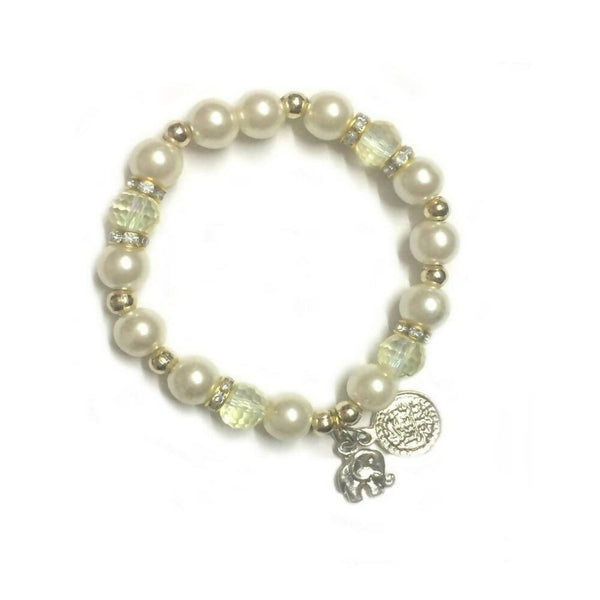 Tiaraa Pearl Crystal Coin Charm Fashion Bracelet - Distacart