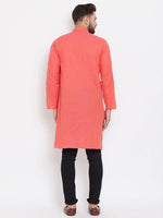 Thumbnail for Even Apparels Red Pure Cotton Men's Kurta With Band Collar - Distacart