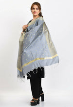 Thumbnail for Mominos Fashion Moeza Women's Banarsi Silk Woven Design Grey Dupatta - Distacart