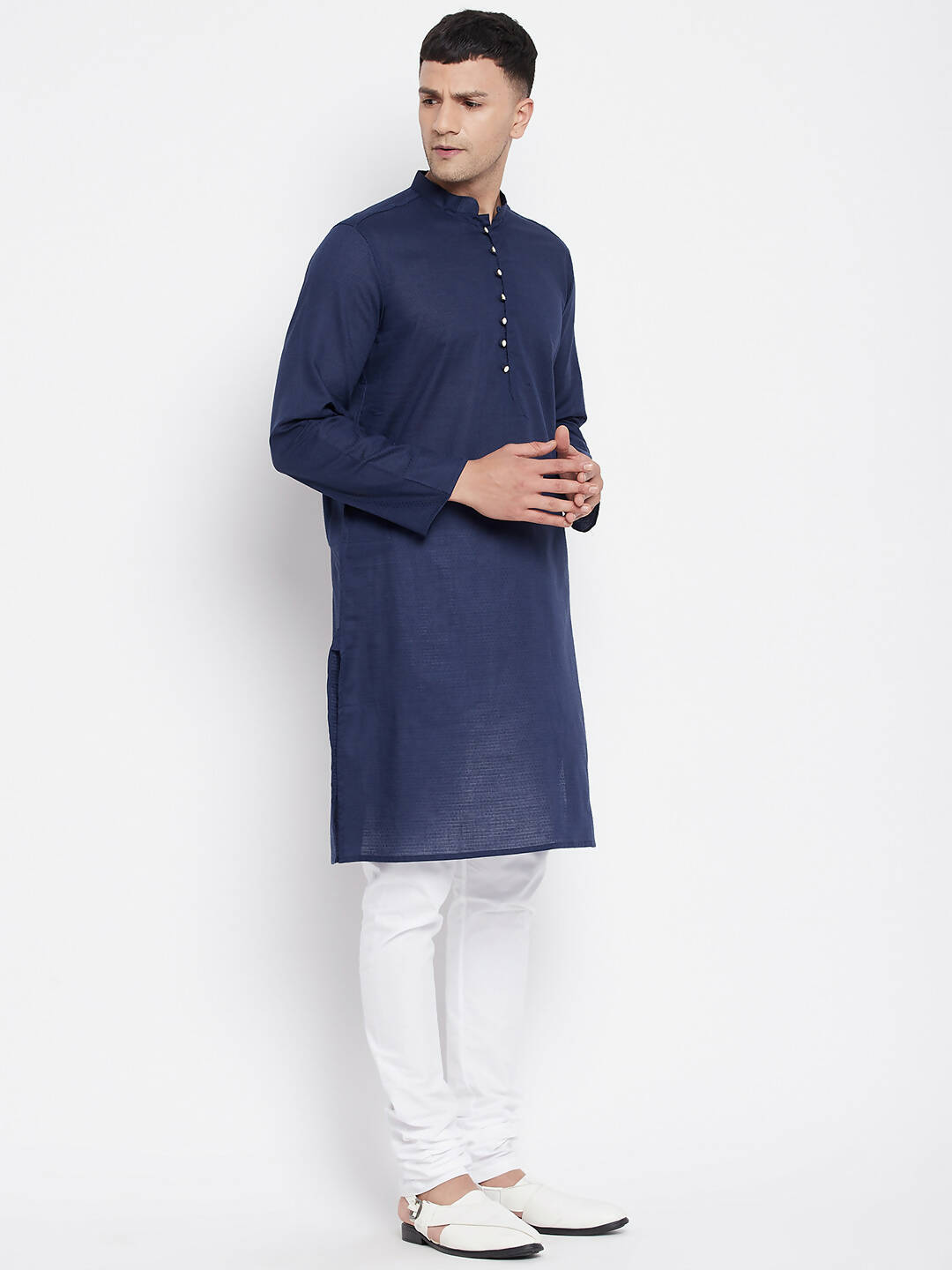 Even Apparels Blue Color Rayon Men's Kurta With Band Collar - Distacart