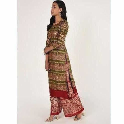Cheera Women's Beautiful Gold Ptint Straight Kurta (CH068K)