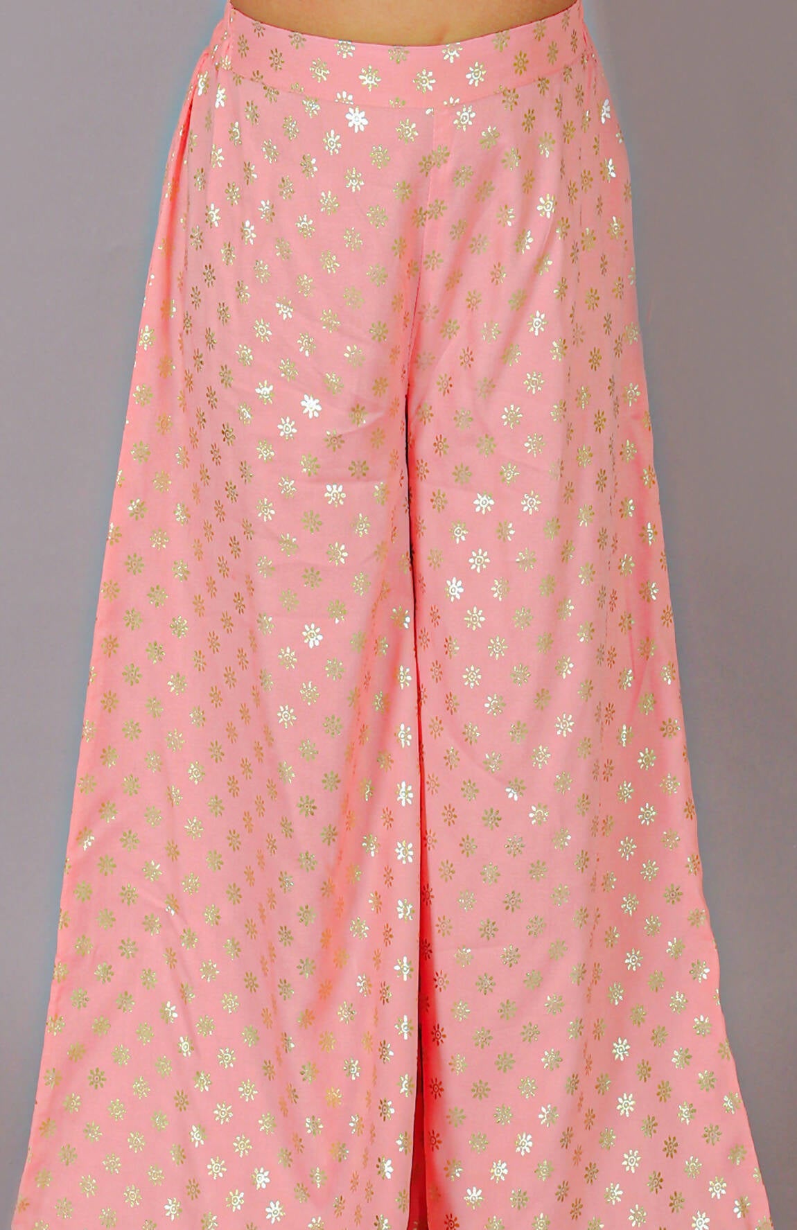 Lil Drama Fusion Fair Girls Peach Crop Top With Palazzo Co-Ordinate Set - Distacart