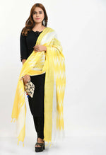 Thumbnail for Mominos Fashion Moeza Women's Handloom Cotton Ikkat Yellow Dupatta - Distacart