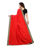 Thumbnail for Vamika Red Dola Silk Border Saree (Kirti Red)