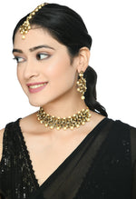 Thumbnail for Mominos Fashion Johar Kamal Gold-Plated Brass Finish Kundan/Pearls Choker For Women (Golden) - Distacart