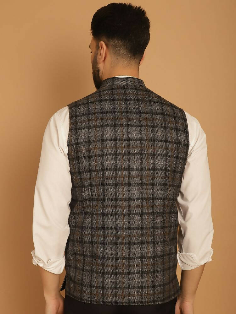 Even Apparels Pure Wool Nehru Jacket - Grey - Distacart