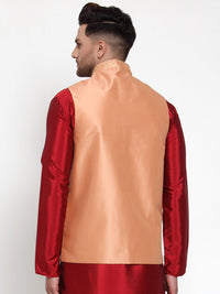 Thumbnail for Jompers Men's Peach Embroidered Nehru Jacket