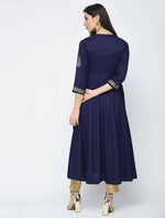 Thumbnail for Aniyah Rayon Block Printed Anarkali Blue Kurta (AN-116K)