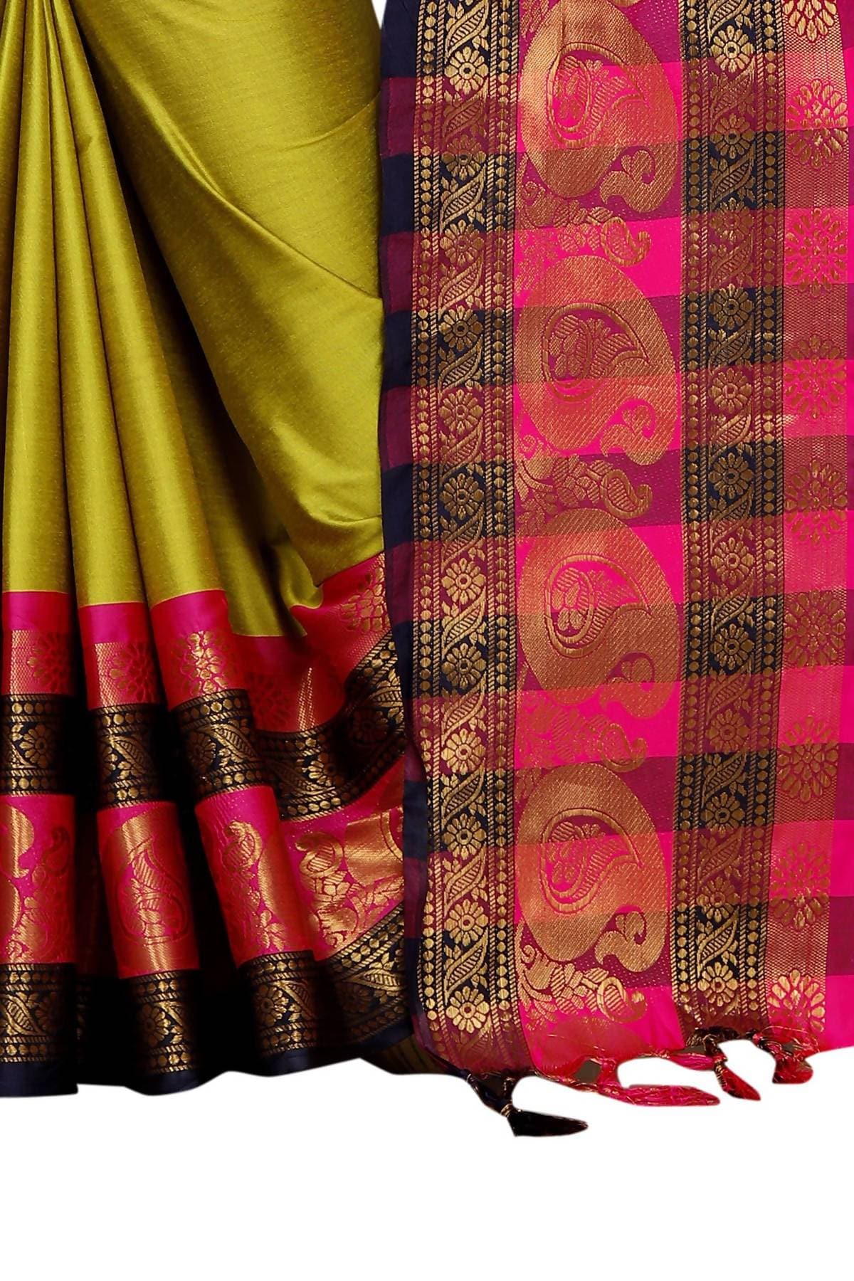 Vamika Banarasi Silk Mehandi Green Weaving Saree