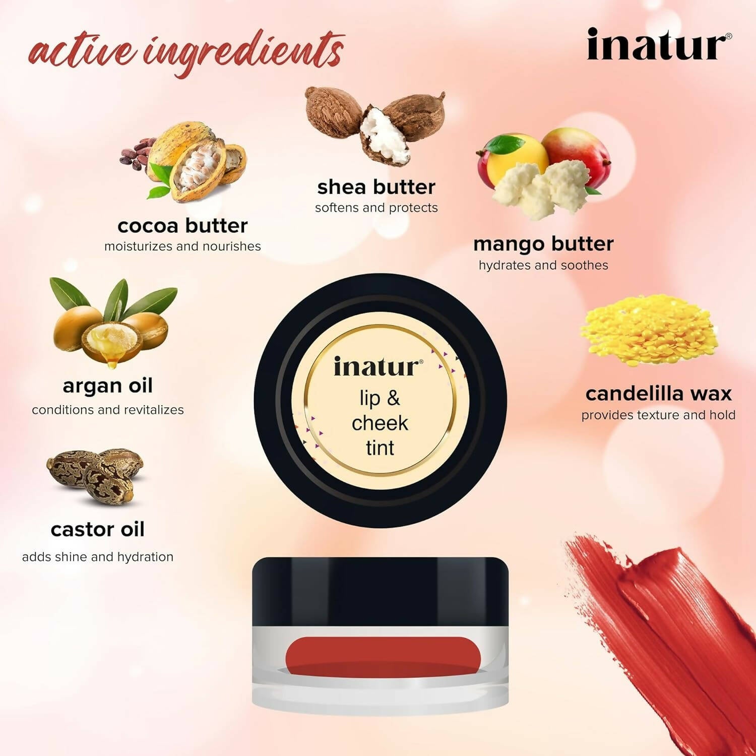 Inatur Lip and Cheek Tint Sunny Red - Distacart