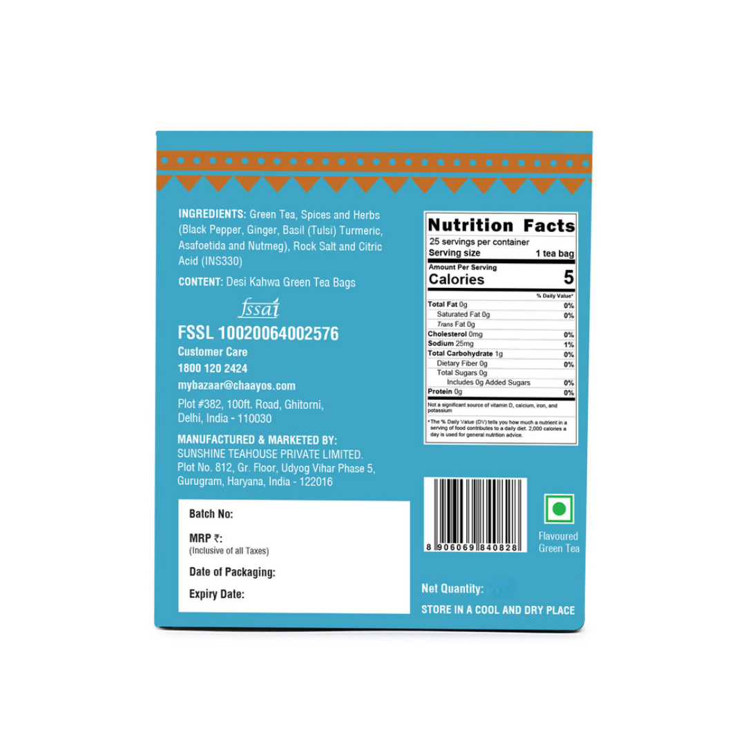 Chaayos Detox Kahwa Green Tea Bags - Distacart