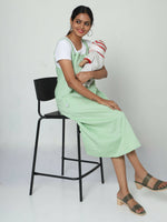 Thumbnail for Manet Half Sleeves Solid Maternity Dress With Concealed Zipper Nursing Access - Green - Distacart