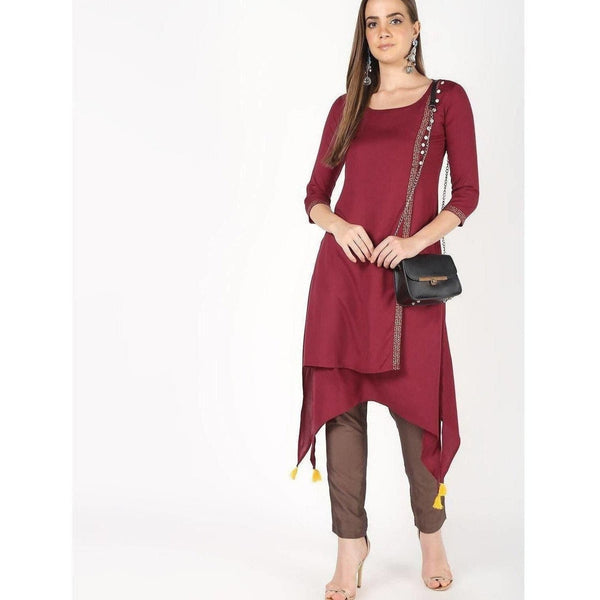 Cheera Front Painal Design With Tashal A-Line Kurta