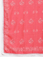Thumbnail for Myshka Women's Red Cotton Printed 3/4 Sleeve Round Neck Casual Kurta Pant Dupatta Set
