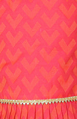 Thumbnail for Lil Drama Folklore Girls Pink Crop Top With Pants Co-Ordinate Set - Distacart