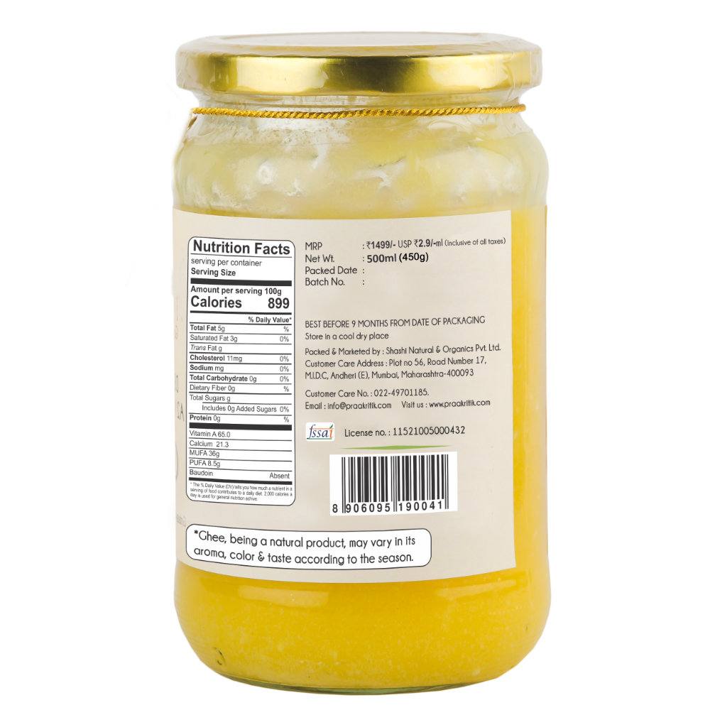 Praakritik Natural Desi Gir Cow A2 Ghee - Distacart