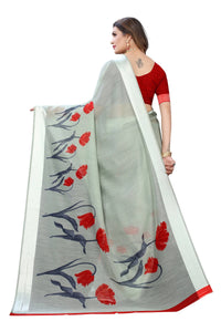 Thumbnail for Vamika Sea Green Linen Satin Patta Saree (VANI GREEN) - Distacart