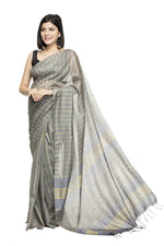 Thumbnail for Mominos Fashion Grey Color Bhagalpuri Saree