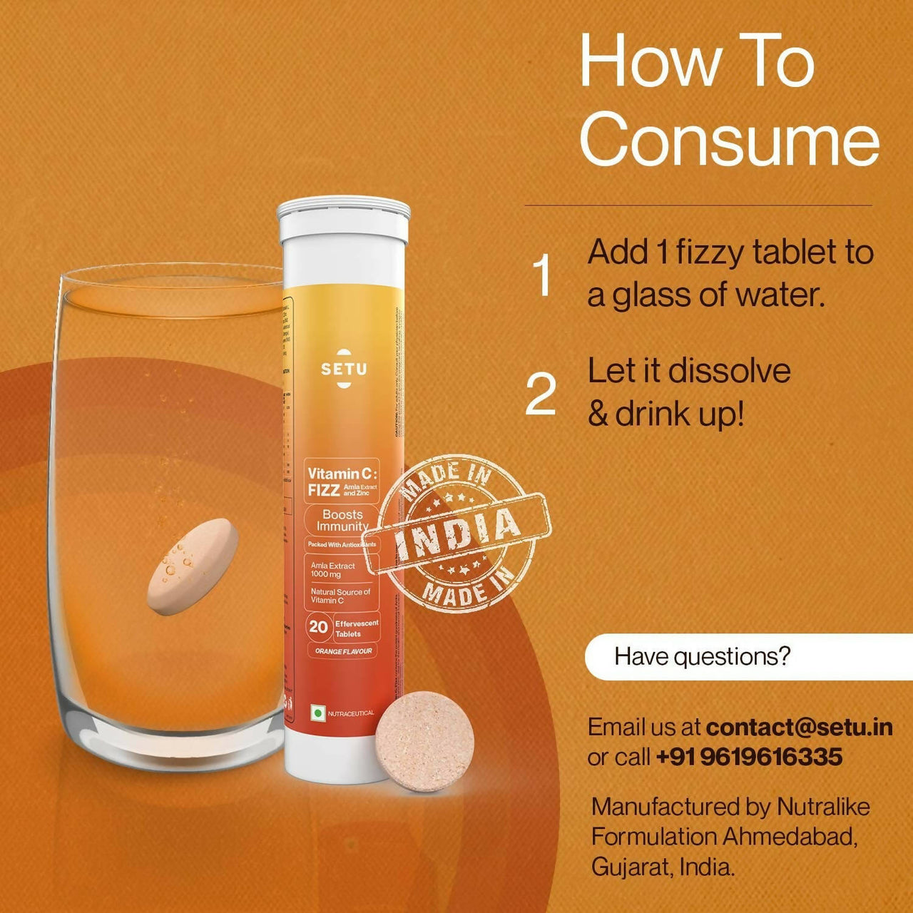 Setu Vitamin C: Fizz - 20 Effervescent Tablets - Distacart