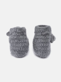 Thumbnail for Chutput Kids Woollen Hand Knitted Flower Detailed Booties - Grey - Distacart
