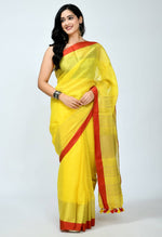 Thumbnail for Mominos Fashion Moeza Pure Linen Yellow Saree