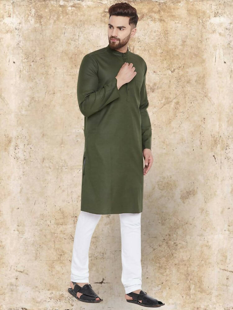 Even Apparels Pure Cotton Green Kurta - Green - Distacart