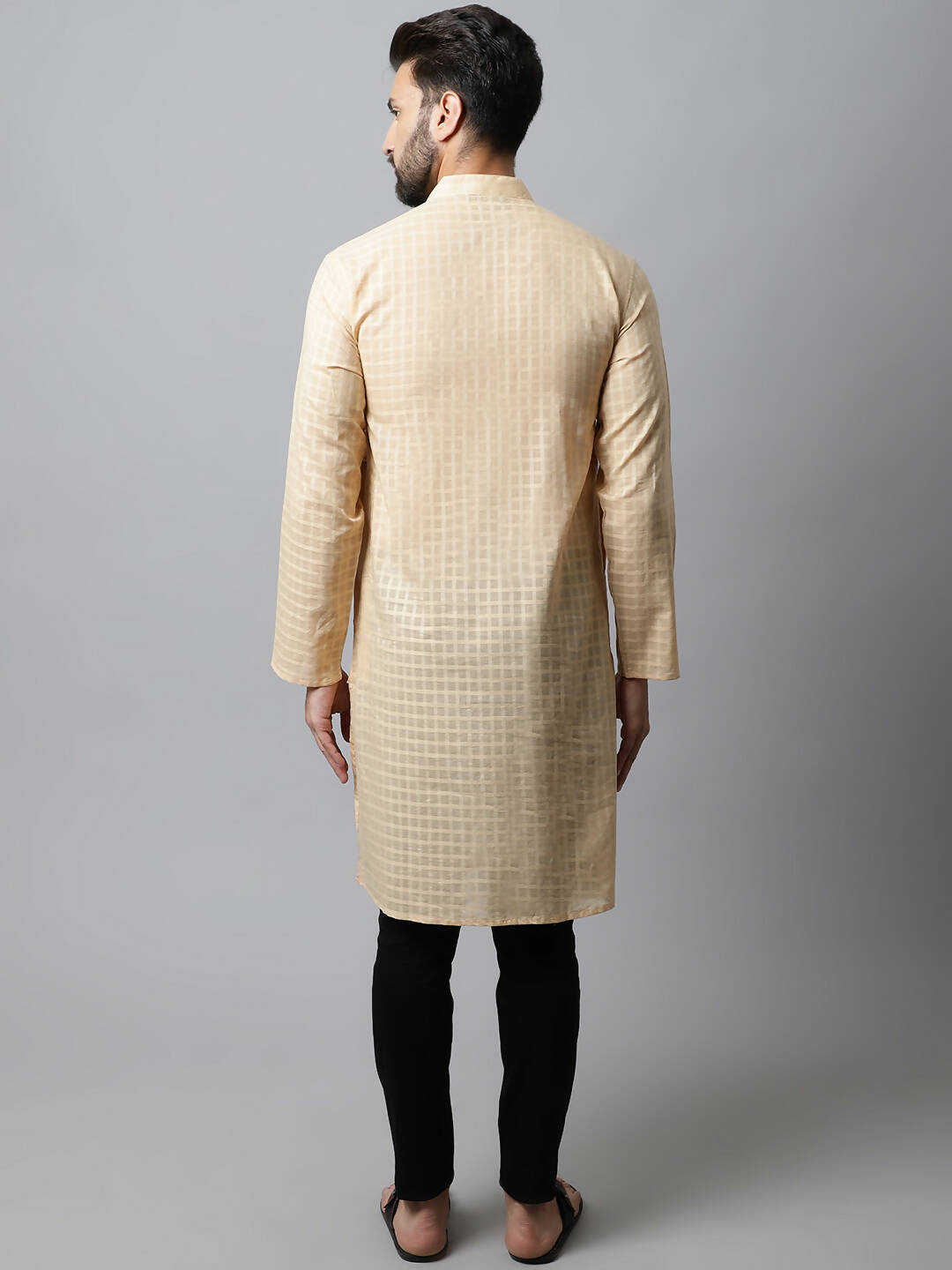 Even Apparels Beige Color Pure Cotton Men's Kurta With Side Placket (CHK1200) - Distacart