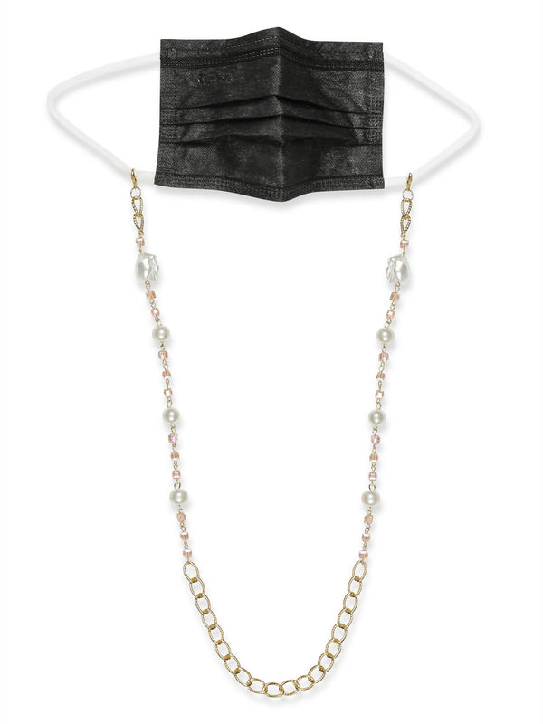 White Golden Embellished Mask Chain - Ruby Raang - Distacart