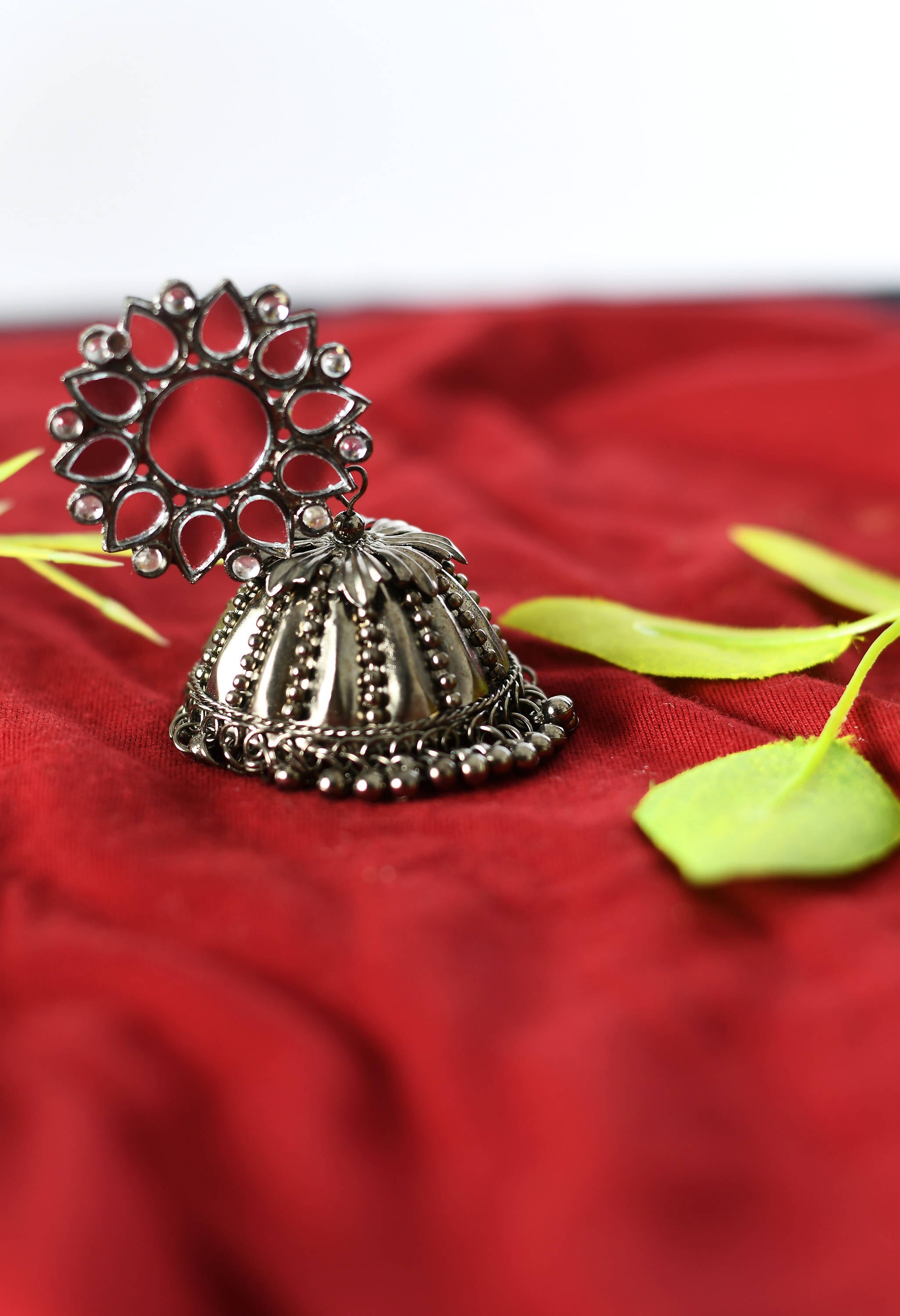 Mominos Fashion Johar Kamal Silver-Plated With Mirror Earrings Jhumkas - Distacart