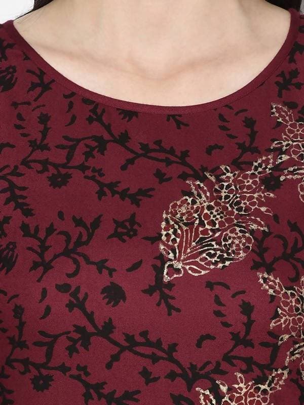 Aniyah Rayon Maroon Color Block Print Straight Kurta Palazzo Set (AN-184K)