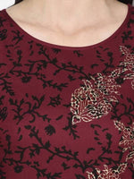 Thumbnail for Aniyah Rayon Maroon Color Block Print Straight Kurta Palazzo Set (AN-184K)