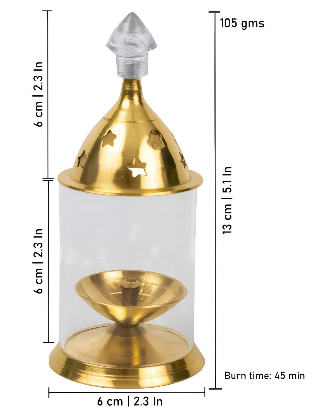 Spillbox Gold-Toned Brass Glass Udupi Diya Pooja Essential - Distacart