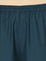 Thumbnail for Aniyah Rayon Teal Blue Color Block Print Flared Slip-On Palazzo (AN-222K)