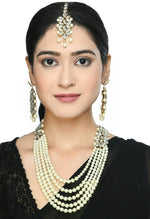 Thumbnail for Mominos Fashion Johar Kamal Gold-Plated Rani Haar with White and Off white Pearls Jewellery Set - Distacart