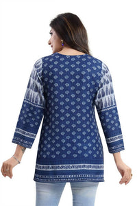 Thumbnail for Snehal Creations Interesting Vibe Indigo Blue Summer Cool Printed Tunic