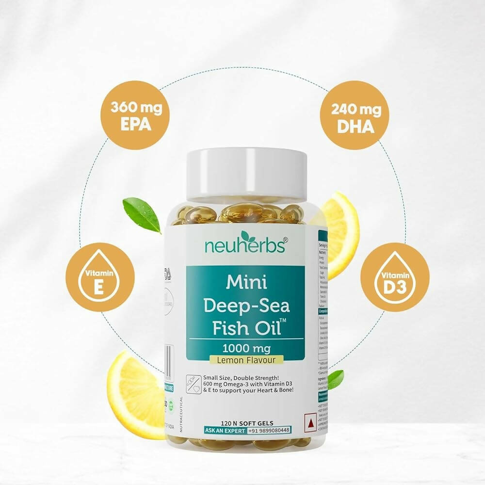 Neuherbs Mini Deep Sea Omega 3 Fish Oil 1000 mg Soft Gels - Lemon Flavor - Distacart