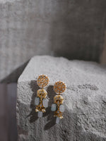 Thumbnail for Gold-Toned White Kundan Contemporary Gold-Plated Drop Earrings - Ruby Raang - Distacart
