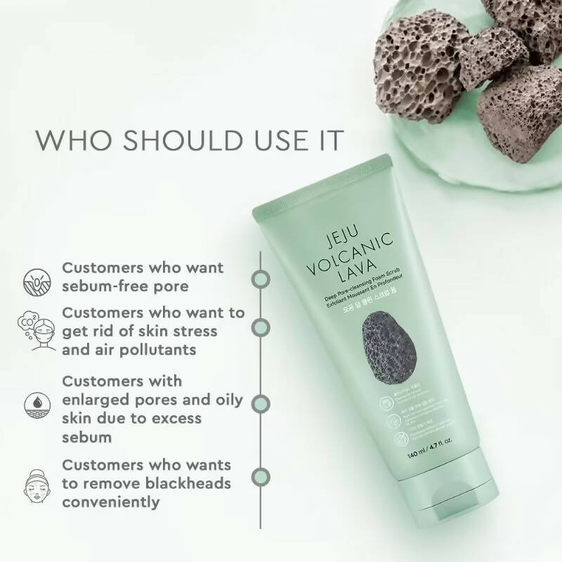The Face Shop Jeju Volcanic Lava Scrub Foam - Distacart